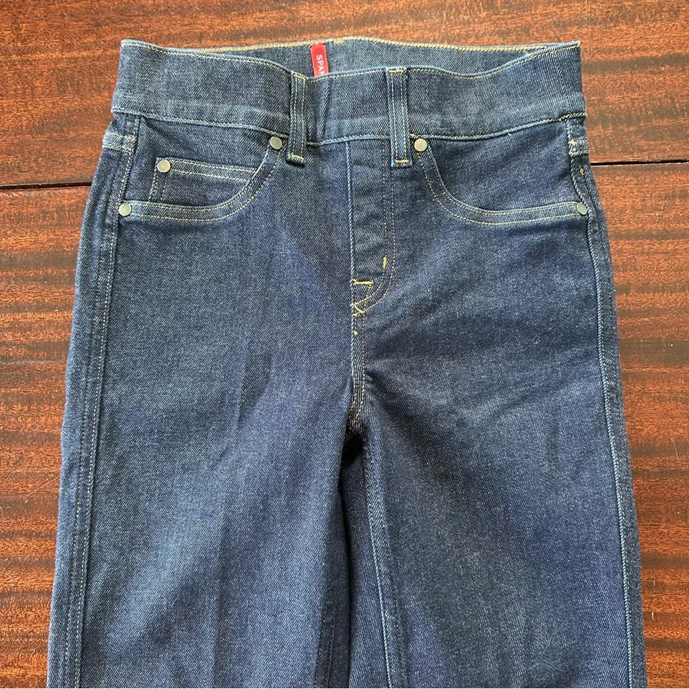 SPANX EveryWear Pull-On Flare Jeans XS Dark Raw Indigo High Rise Shaping NWOT